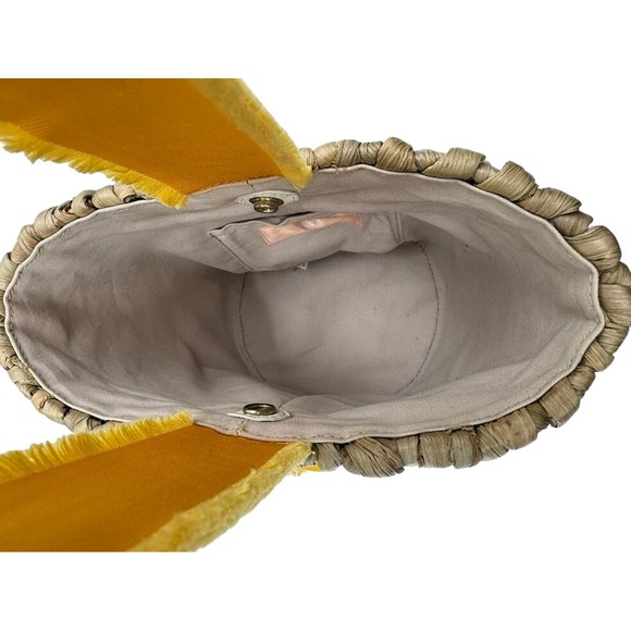 Pamela Munson Petite Isla Bahia Basket Bag Yellow Ribbon Bucket Woven Straw - Picture 5 of 7